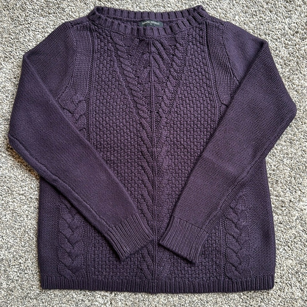 Banana Republic Purple Cable Knit Sweater